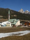 Church in Canazei Val di Fassa Italy Alps landscape