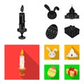 Church, candle, easter bunny and painted egg.Easter set collection icons in black, flat style vector symbol stock Royalty Free Stock Photo