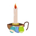 Church candle icon. Easter label on white Background. Cartoon st