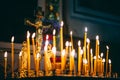 Church candles at dark background Royalty Free Stock Photo