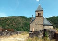 Church of castle ruin in Esch-sur-Sure in the Ardennes of Luxembourg Royalty Free Stock Photo