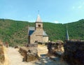 Church of castle ruin in Esch-sur-Sure in the Ardennes of Luxembourg Royalty Free Stock Photo