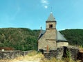 Church of castle ruin in Esch-sur-Sure in the Ardennes of Luxembourg Royalty Free Stock Photo