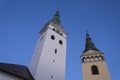 Church and cathedral of the Holy Trinity and Burians tower, Zilina, Slovakia. Royalty Free Stock Photo