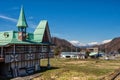 church with central alps mountain, Yamanouchi Royalty Free Stock Photo