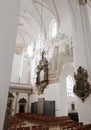 Church, chapel or cathedral with decoration for religion, faith or belief in God and Jesus inside a building