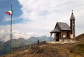 Church or chapel on Col di Lana and Mount Marmolada Royalty Free Stock Photo