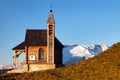 Church or chapel on the mountain and Mount Marmolada Royalty Free Stock Photo