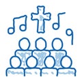 Church Choir Singing Song Concert doodle icon hand drawn illustration