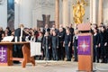 Church choir during worship service