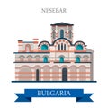 Church Christ Pantocrator Nesebar Bulgaria flat vector sight Royalty Free Stock Photo