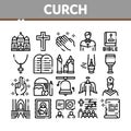 Church Christianity Collection Icons Set Vector Royalty Free Stock Photo