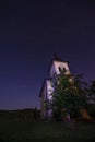 Church in clear, starry night with Ursa Maior - Big bear and Pol Royalty Free Stock Photo