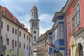 Church clock tower in Sopron Hungary Royalty Free Stock Photo