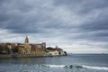 Church, cloudy sky and sea Royalty Free Stock Photo