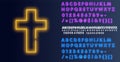 Church cross neon sign. Glowing symbol of the crucifixion. neon icon Church cross. Vector illustration Royalty Free Stock Photo