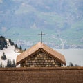 Cross on Roof at Mount. Rigi - Arth, Switzerland Royalty Free Stock Photo