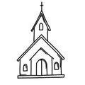 Church Doodle vector icon. Drawing sketch illustration hand drawn cartoon line eps10