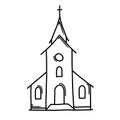 Church Doodle vector icon. Drawing sketch illustration hand drawn cartoon line eps10