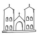 Church Doodle vector icon. Drawing sketch illustration hand drawn cartoon line eps10