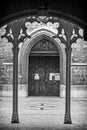 The church door behind the arch Royalty Free Stock Photo