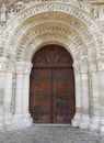 Church door and carved lintel Royalty Free Stock Photo