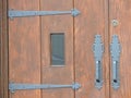 Church door heavy wood and iron fixtures