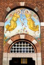 church door in italy wing closed brick Royalty Free Stock Photo