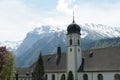 Church of the Engelberg Abbey a Benedictine monastery, in Engelberg, Canton of Obwalden, Switzerland in spring time.