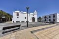Church `Ermita de los Dolores` and town hall in spanish Casa Consistorial in Tinajo, Lanzarote, Canary Islands