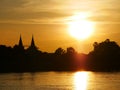 Church evening waterfront river side Mekong River Royalty Free Stock Photo