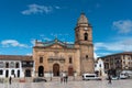 Facade with bell tower of the church in the main square in Tunja. BoyacÃÂ¡. Colombia.