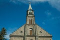 Church facade with steeple and cross in Gramado Royalty Free Stock Photo