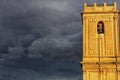 Church facade under threatening sky Royalty Free Stock Photo