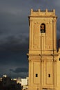 Church facade under threatening sky Royalty Free Stock Photo