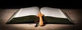 Church faith Christian background banner panorama - Old holy bible and cross on old rustic vintage wooden table Royalty Free Stock Photo