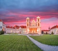 Church of monastery Goettweig near Krems against sunset in Lower Austria, Wachau, Austria
