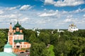 Church with five golden domes cupola in monastery Royalty Free Stock Photo