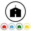 Church Flat Icon with Color Variations Royalty Free Stock Photo