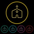 Church Flat Icon Neon Style