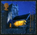 Church Floodlighting UK Postage Stamp Royalty Free Stock Photo