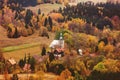 Church in forest in autumn season time in South Poland,