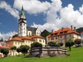 Church and fountain in Kremnica