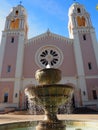 Church and Fountain, Petaluma, CA Royalty Free Stock Photo