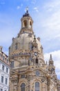 Church Frauenkirche in Dresden on a sunny day with blue sky. Beautiful places of Germany