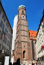 church of Frauenkirche from a side street in Munich