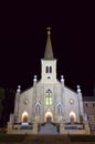 Church Front at Night in Mankato Royalty Free Stock Photo