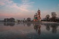 Church on the frozen coast Royalty Free Stock Photo