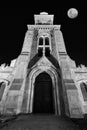 Church with a full moon above