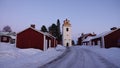 Church of Gammelstad at sunset in Sweden